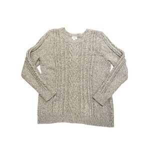 Old Navy Cable Knit Sweater Women's XXL Gray Cotton Blend Crew Neck Long Sleeve‎